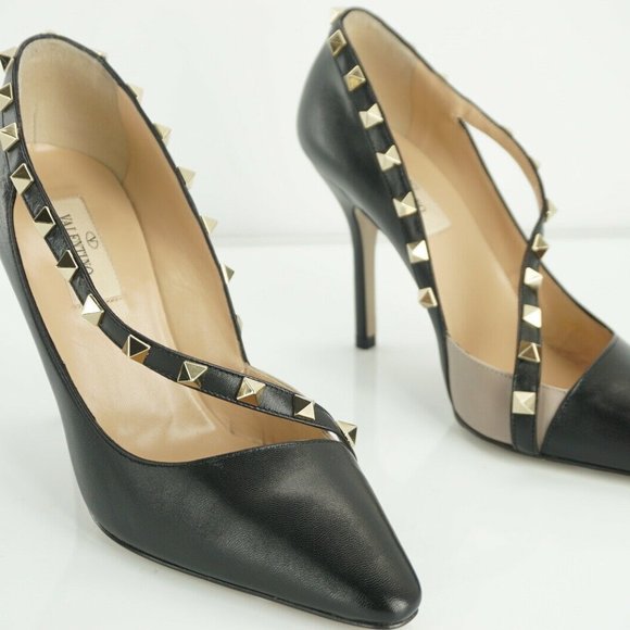 VALENTINO Leather Rockstud D'orsay Strappy Pumps - Picture 6 of 11